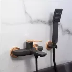 Casa si Gradina - Sanitare - Lavoar baie si accesorii - Baterii sanitare - Baterie cada FDesign Seppia, aparenta, diverter, set dus, mat, negru/cupru, FD1-SPA-1-25 - Infinity.ro