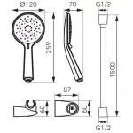 Casa si Gradina - Sanitare - Lavoar baie si accesorii - Baterii sanitare - Baterie cada FDesign Seppia, aparenta, diverter, set dus, mat, negru/cupru, FD1-SPA-1-25 - Infinity.ro