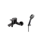 Casa si Gradina - Sanitare - Lavoar baie si accesorii - Baterii sanitare - Baterie cada FDesign Seppia, aparenta, diverter, set dus, mat, negru, FD1-SPA-1-22 - Infinity.ro