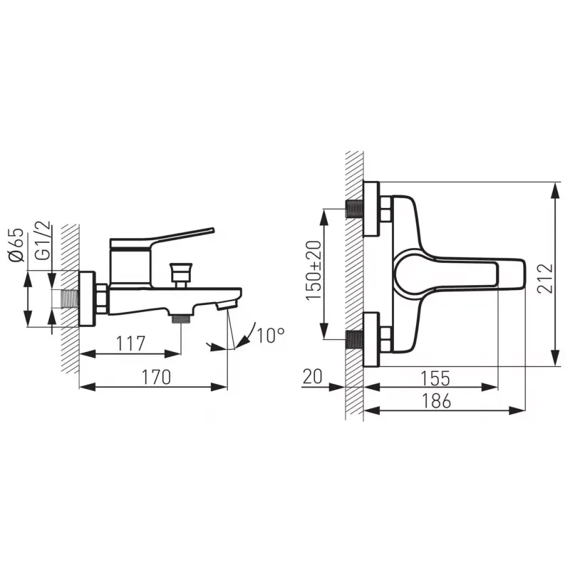 Casa si Gradina - Sanitare - Lavoar baie si accesorii - Baterii sanitare - Baterie cada FDesign Seppia, aparenta, diverter, set dus, mat, negru, FD1-SPA-1-22 - Infinity.ro