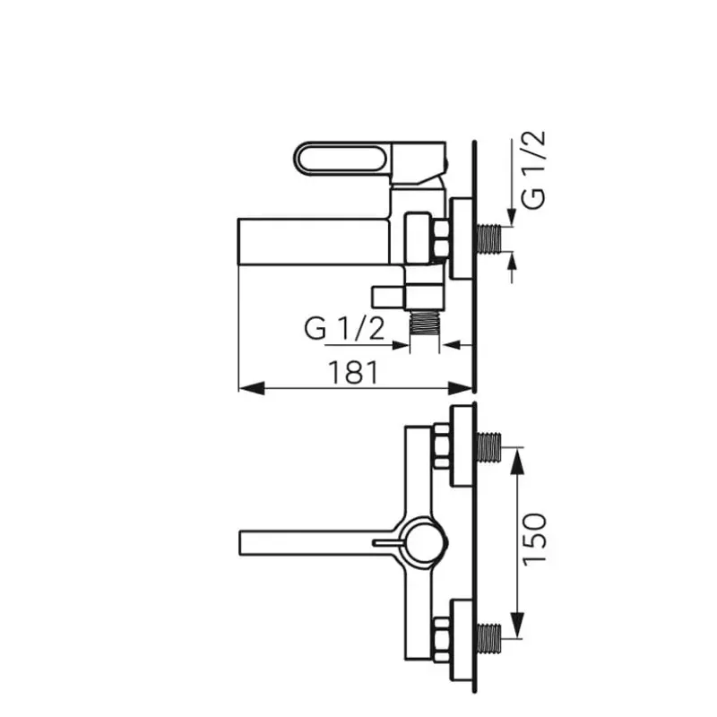 Casa si Gradina - Sanitare - Lavoar baie si accesorii - Baterii sanitare - Baterie cada FDesin Zaffiro FD1-ZFR-1-33, 1/2'', aparenta, diverter, anti-reflux, mat, alb - Infinity.ro