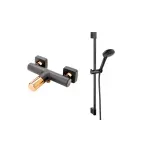Casa si Gradina - Sanitare - Lavoar baie si accesorii - Baterii sanitare - Baterie dus Fdesign Ardesia, aparenta, colona dus, mat, negru/cupru, FD1-ARD-7-25 - Infinity.ro