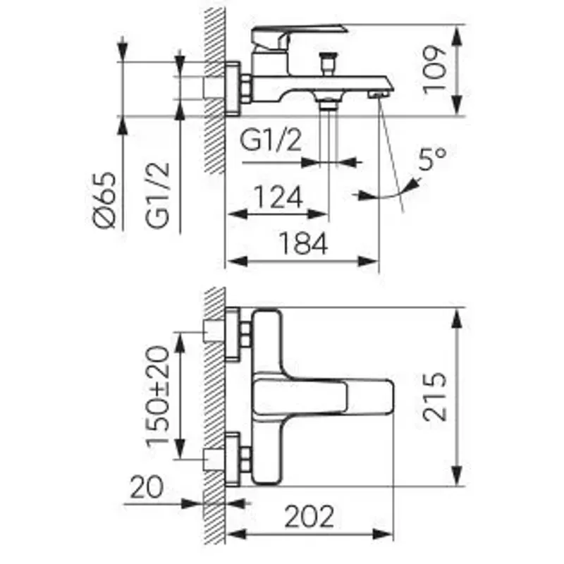 Casa si Gradina - Sanitare - Lavoar baie si accesorii - Baterii sanitare - Baterie de cada FDesign Brina FD1-BRN-1-11, 1/2'', aparenta, diverter, monocomanda, cartus ceramic, crom - Infinity.ro