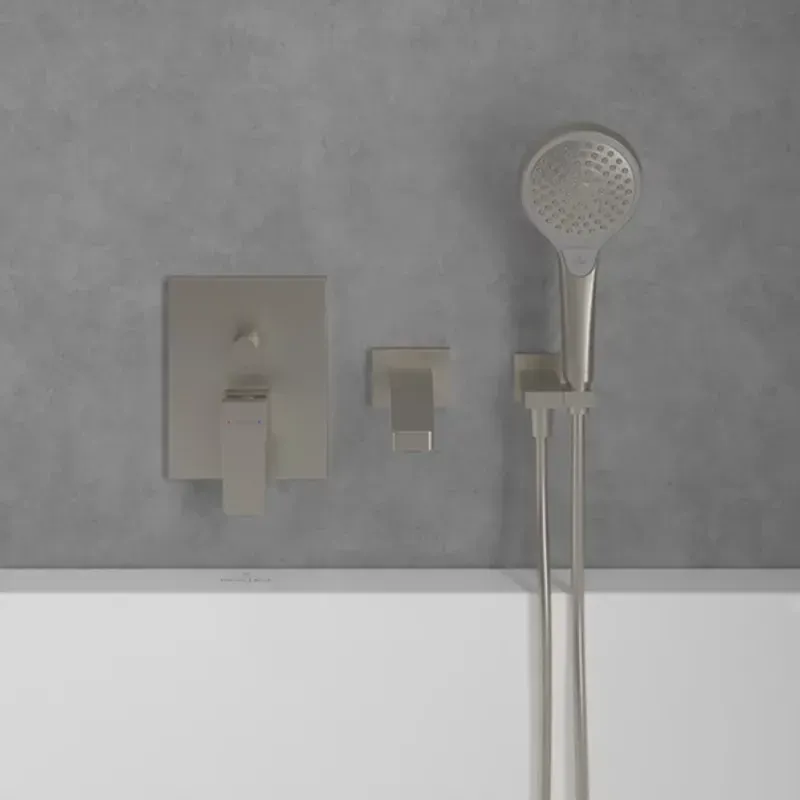Casa si Gradina - Sanitare - Lavoar baie si accesorii - Baterii sanitare - Baterie cada-dus incastrata Villeroy&Boch Architectura Square nichel periat fara corp ingropat - Infinity.ro