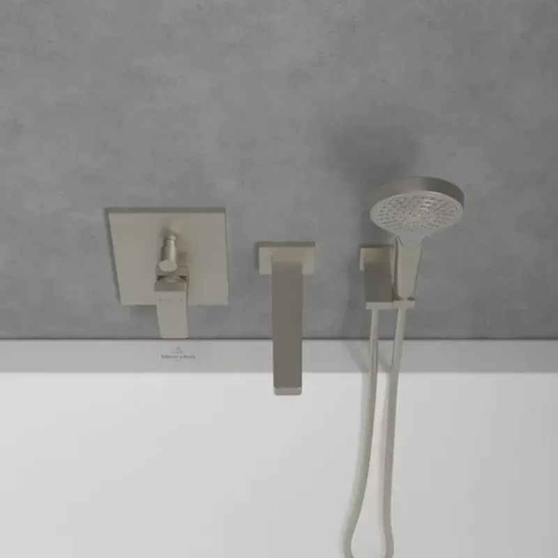 Casa si Gradina - Sanitare - Lavoar baie si accesorii - Baterii sanitare - Baterie cada-dus incastrata Villeroy&Boch Architectura Square nichel periat fara corp ingropat - Infinity.ro