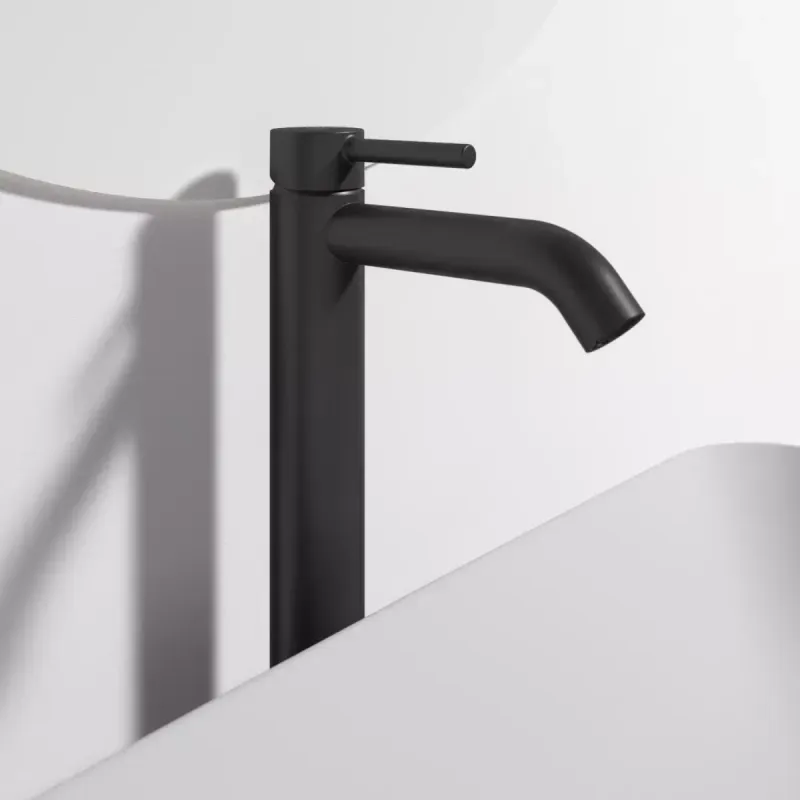 Casa si Gradina - Sanitare - Lavoar baie si accesorii - Baterii sanitare - Baterie lavoar CeraLine, XL, 321 mm, ventil, mat, negru, BD137XG - Infinity.ro