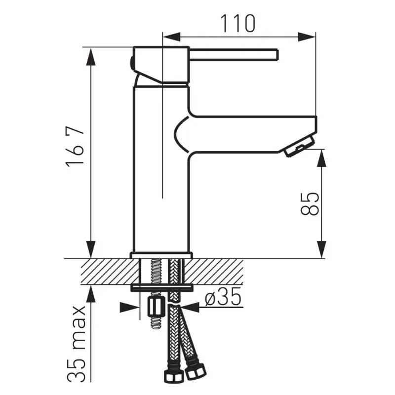 Casa si Gradina - Sanitare - Lavoar baie si accesorii - Baterii sanitare - Baterie lavoar Fdesign Flusso, M, 167 mm, ventil, lucios, auriu, FD1-FLS-2-55 - Infinity.ro