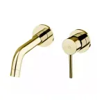 Casa si Gradina - Sanitare - Lavoar baie si accesorii - Baterii sanitare - Baterie lavoar FDesign Flusso, 1/2'',pe perete, L, 223 mm, valva inclusa, lucios, auriu, FD1-FLS-3PA-55 - Infinity.ro