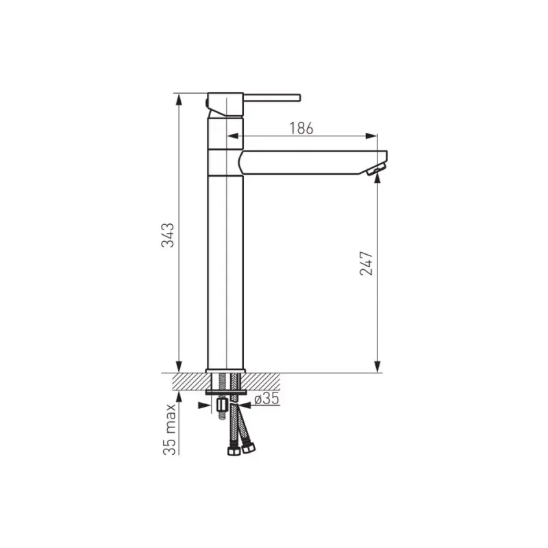 Casa si Gradina - Sanitare - Lavoar baie si accesorii - Baterii sanitare - Baterie lavoar Fdesign Flusso, XL, 343 mm, ventil, crom, FD1-FLS-2L-11 - Infinity.ro