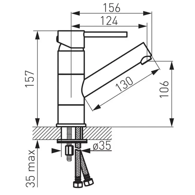Casa si Gradina - Sanitare - Lavoar baie si accesorii - Baterii sanitare - Baterie lavoar Fdesign Flusso, M, 157 mm, ventil, crom, FD1-FLS-2A-11 - Infinity.ro