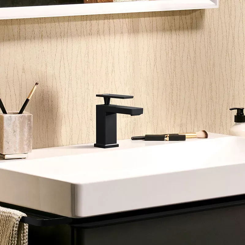 Casa si Gradina - Sanitare - Lavoar baie si accesorii - Baterii sanitare - Baterie lavoar Hansgrohe Tecturis E, S, 135 mm, pornire rece, mat, negru,73001670 - Infinity.ro