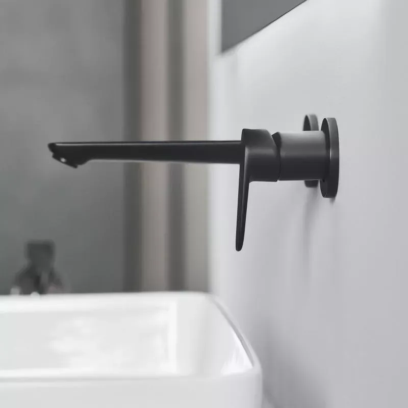 Casa si Gradina - Sanitare - Lavoar baie si accesorii - Baterii sanitare - Baterie lavoar Ideal Standard Cerafine BD133XG, 1/2'', montare pe perete,a L, monocomanda, necesita set fixare, mat - Infinity.ro