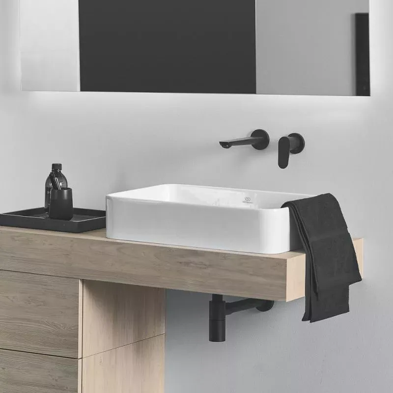 Casa si Gradina - Sanitare - Lavoar baie si accesorii - Baterii sanitare - Baterie lavoar Ideal Standard Cerafine BD133XG, 1/2'', montare pe perete,a L, monocomanda, necesita set fixare, mat - Infinity.ro