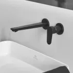 Casa si Gradina - Sanitare - Lavoar baie si accesorii - Baterii sanitare - Baterie lavoar Ideal Standard Cerafine BD133XG, 1/2'', montare pe perete,a L, monocomanda, necesita set fixare, mat - Infinity.ro