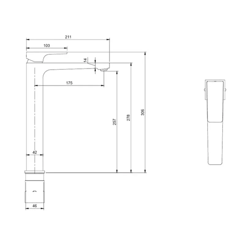 Casa si Gradina - Sanitare - Lavoar baie si accesorii - Baterii sanitare - Baterie lavoar inalta Villeroy&Boch Architectura Square nichel periat cu ventil Push-Open - Infinity.ro