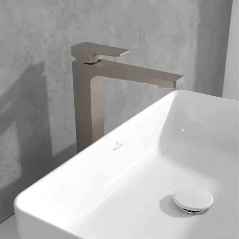 Casa si Gradina - Sanitare - Lavoar baie si accesorii - Baterii sanitare - Baterie lavoar inalta Villeroy&Boch Architectura Square nichel periat cu ventil Push-Open - Infinity.ro