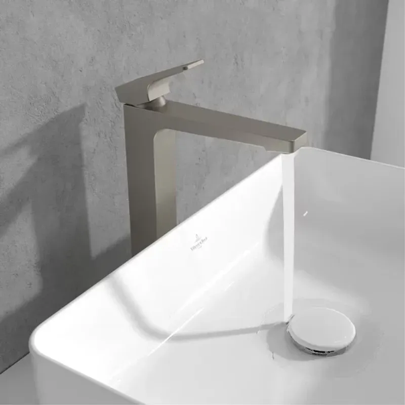 Casa si Gradina - Sanitare - Lavoar baie si accesorii - Baterii sanitare - Baterie lavoar inalta Villeroy&Boch Architectura Square nichel periat cu ventil Push-Open - Infinity.ro