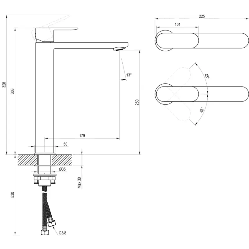 Casa si Gradina - Sanitare - Lavoar baie si accesorii - Baterii sanitare - Baterie lavoar Ravak Chrome II, XL, 303 mm, crom, X070447 - Infinity.ro