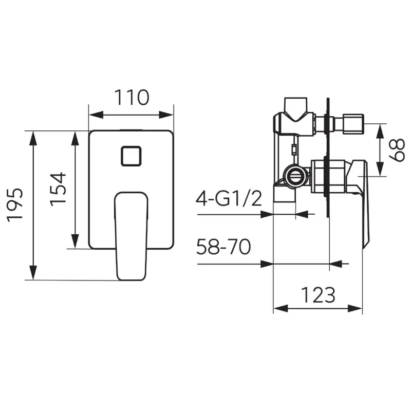 Casa si Gradina - Sanitare - Lavoar baie si accesorii - Baterii sanitare - Unitate comanda FDesign Brina FD1-BRN-7P-11, 1/2'', incastra, 2 iesiri, diverter, include mixer incastrat, crom - Infinity.ro