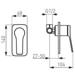 Casa si Gradina - Sanitare - Lavoar baie si accesorii - Baterii sanitare - Unitate comanda FDesign Seppia FD1-SPA-7PA-22, 1/2'', incastrat, 1 iesire 1/2'', valva inclusa, mat, negru - Infinity.ro