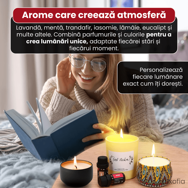 Casa si Gradina - Decoratiuni - Aromaterapie si lumanari - Lumanari si candele - Set complet pentru confectionare lumanari parfumate din soia, Luxofia, aparat topire cu control temperatura - Infinity.ro