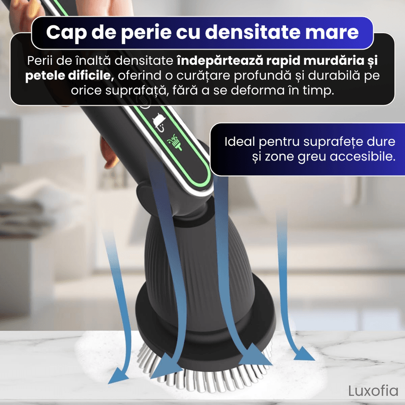 Electronice si Electrocasnice - Ingrijirea locuintei - Mopuri electrice - Perie Electrica Rotativa pentru Curatare, 7 Capete, Autonomie 120 de Min, 400 RPM, 2 Viteze, Maner Extensibil de 138 cm - Infinity.ro