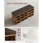 Casa si Gradina - Mobilier - Dulapuri si sifoniere - Dulapuri pantofi - Banca pentru hol cu suport pentru pantofi, 15 compartimente, cu perna, 30x105x48cm, maro rustic - Infinity.ro