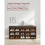 Casa si Gradina - Mobilier - Dulapuri si sifoniere - Dulapuri pantofi - Banca pentru hol cu suport pentru pantofi, 15 compartimente, cu perna, 30x105x48cm, maro rustic - Infinity.ro
