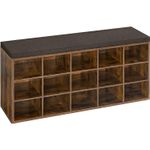 Casa si Gradina - Mobilier - Dulapuri si sifoniere - Dulapuri pantofi - Banca pentru hol cu suport pentru pantofi, 15 compartimente, cu perna, 30x105x48cm, maro rustic - Infinity.ro