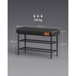 Casa si Gradina - Mobilier - Dulapuri si sifoniere - Dulapuri pantofi - Banca pentru pantofi EKHO cu spatiu depozitare, sezut tapitat PU cu cusaturi, 80x30x50 cm, negru - Infinity.ro