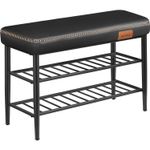 Casa si Gradina - Mobilier - Dulapuri si sifoniere - Dulapuri pantofi - Banca pentru pantofi EKHO cu spatiu depozitare, sezut tapitat PU cu cusaturi, 80x30x50 cm, negru - Infinity.ro