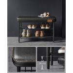 Casa si Gradina - Mobilier - Dulapuri si sifoniere - Dulapuri pantofi - Banca pentru pantofi EKHO cu spatiu depozitare, sezut tapitat PU cu cusaturi, 80x30x50 cm, negru - Infinity.ro