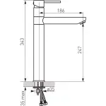 Casa si Gradina - Sanitare - Lavoar baie si accesorii - Baterii sanitare - Baterie lavoar Fdesign Flusso, XL, 343 mm, ventil, lucios, auriu, FD1-FLS-2L-55 - Infinity.ro
