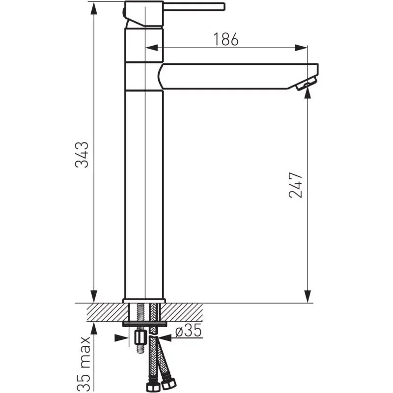 Casa si Gradina - Sanitare - Lavoar baie si accesorii - Baterii sanitare - Baterie lavoar Fdesign Flusso, XL, 343 mm, ventil, lucios, auriu, FD1-FLS-2L-55 - Infinity.ro