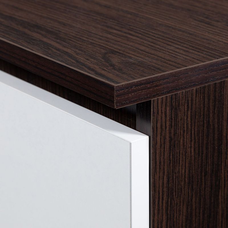 Casa si Gradina - Mobilier - Mese si birouri - Birouri - Birou computer pal 3 sertare si dulap, 124x52x74 cm, polita tastatura, maro wenge si alb - Infinity.ro