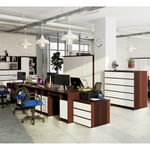 Casa si Gradina - Mobilier - Mese si birouri - Birouri - Birou computer pal 3 sertare si dulap, 124x52x74 cm, polita tastatura, maro wenge si alb - Infinity.ro