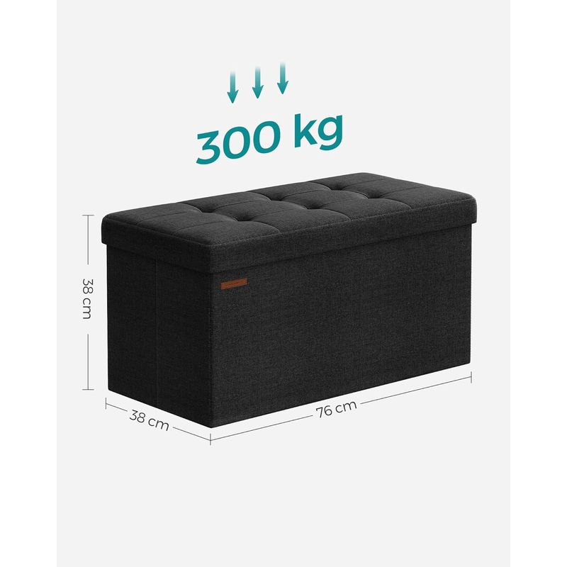 Casa si Gradina - Mobilier - Scaune si fotolii - Tabureti - Taburet pliabil sezut moale depozitare 89 litri, 76x38x38 cm, maxim 300 kg, negru - Infinity.ro