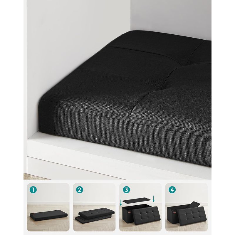 Casa si Gradina - Mobilier - Scaune si fotolii - Tabureti - Taburet pliabil sezut moale depozitare 89 litri, 76x38x38 cm, maxim 300 kg, negru - Infinity.ro