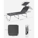 Casa si Gradina - Gradina si terasa - Mobilier exterior - Scaune si sezlonguri gradina - Sezlong pliabil cu parasolar si tetiera, spatar reglabil 4 pozitii, tesatura sintetica respirabila, max 150 kg - Infinity.ro