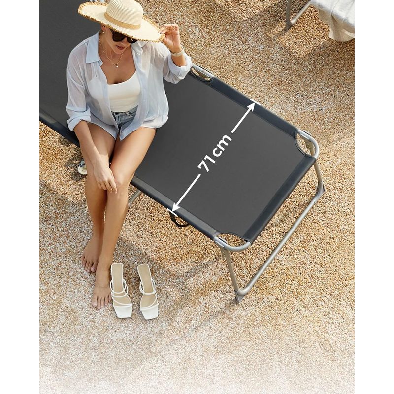 Casa si Gradina - Gradina si terasa - Mobilier exterior - Scaune si sezlonguri gradina - Sezlong pliabil cu parasolar si tetiera, spatar reglabil 4 pozitii, tesatura sintetica respirabila, max 150 kg - Infinity.ro