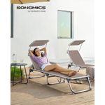 Casa si Gradina - Gradina si terasa - Mobilier exterior - Scaune si sezlonguri gradina - Sezlong pliabil cu parasolar, spatar reglabil 5 pozitii, cadru aluminiu, max 150 kg, 193x55x31 cm, taupe - Infinity.ro