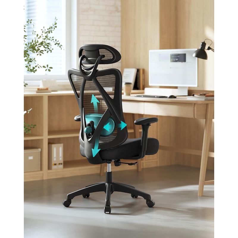 Casa si Gradina - Mobilier - Scaune si fotolii - Scaune - Scaun de birou ergonomic reglabil cu suport lombar si tetiera, maxim 120 kg, 70x70x125 cm, negru - Infinity.ro