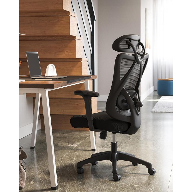 Casa si Gradina - Mobilier - Scaune si fotolii - Scaune - Scaun de birou ergonomic reglabil cu suport lombar si tetiera, maxim 120 kg, 70x70x125 cm, negru - Infinity.ro