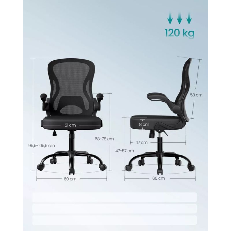 Casa si Gradina - Mobilier - Scaune si fotolii - Scaune - Scaun de birou ergonomic, reglabil pe inaltime, suport lombar, functie balans, 60x60x105 cm, negru - Infinity.ro