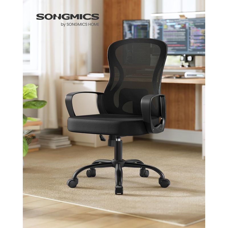 Casa si Gradina - Mobilier - Scaune si fotolii - Scaune - Scaun de birou ergonomic, spatar mesh cu suport lombar, reglabil pe inaltime, baza metalica, 60x60x106 cm, negru - Infinity.ro