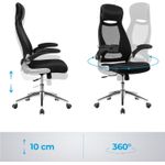 Casa si Gradina - Mobilier - Scaune si fotolii - Scaune - Scaun de birou ergonomic cu tetiera si brate rabatabile, spatar mesh, maxim 120 kg, 68x116-126 cm, negru - Infinity.ro