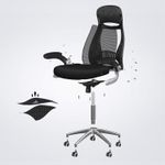Casa si Gradina - Mobilier - Scaune si fotolii - Scaune - Scaun de birou ergonomic cu tetiera si brate rabatabile, spatar mesh, maxim 120 kg, 68x116-126 cm, negru - Infinity.ro
