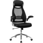 Casa si Gradina - Mobilier - Scaune si fotolii - Scaune - Scaun de birou ergonomic cu tetiera si brate rabatabile, spatar mesh, maxim 120 kg, 68x116-126 cm, negru - Infinity.ro