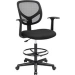 Casa si Gradina - Mobilier - Scaune si fotolii - Scaune - Scaun de birou inalt, rotativ, suport picioare reglabil, ajustare pe inaltime 55-75 cm, 64x64x97 cm, negru - Infinity.ro