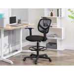 Casa si Gradina - Mobilier - Scaune si fotolii - Scaune - Scaun de birou inalt, rotativ, suport picioare reglabil, ajustare pe inaltime 55-75 cm, 64x64x97 cm, negru - Infinity.ro